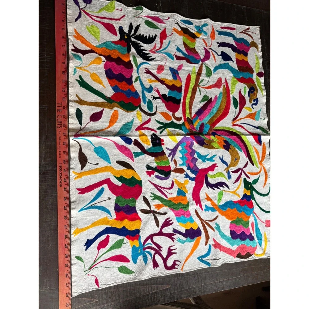 Vintage Otomi Tenango Hand Embroidered Textile Mexican Folk Art 35